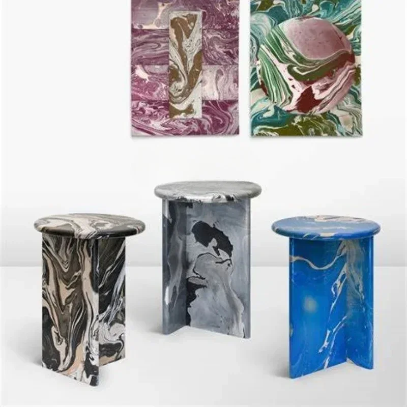 Designer oil painting table, fiberglass custom solid wood dining table, creative dopamine table