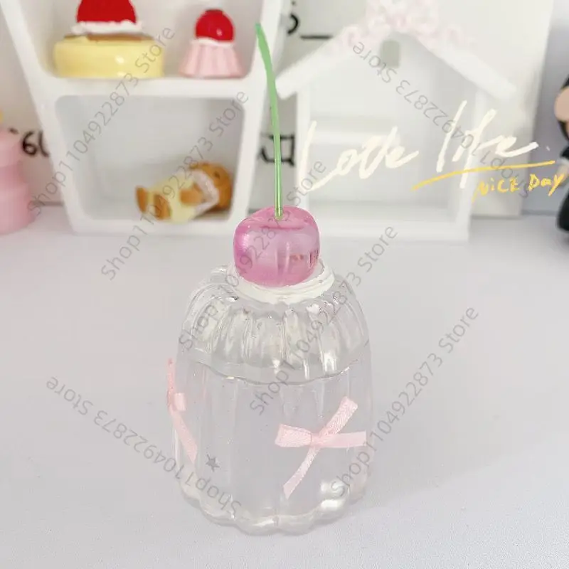 Cherry Pudding Ins Style Storage Box Pen Wash Jar Desktop Ornament Bow Storage Box Jewelry Storage Jar Home Decoration Girl Gift