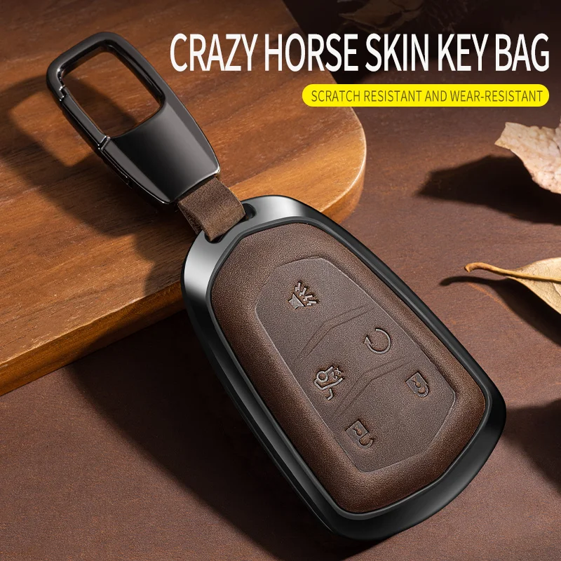 

For Cadillac XT5 XT6 CT5 CT6XT4 Pack the key cover with genuine leather key