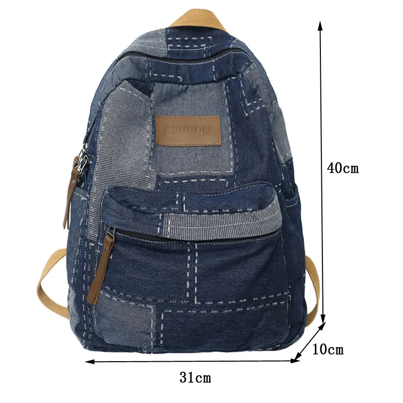 Imagem -06 - Mochila de Faculdade Vintage Denim para Mulheres Bolsa Escolar de Viagem Bonita Lazer Retrô na Moda Bolsa de Patchwork Feminina Nova Moda para Senhora