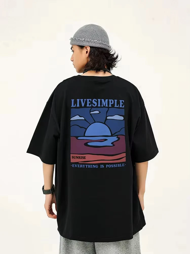 2026 new West Coast Impression Sunrise Extra Large Short Sleeve American Multi-color Outdoor Neutral Half-Sleeve