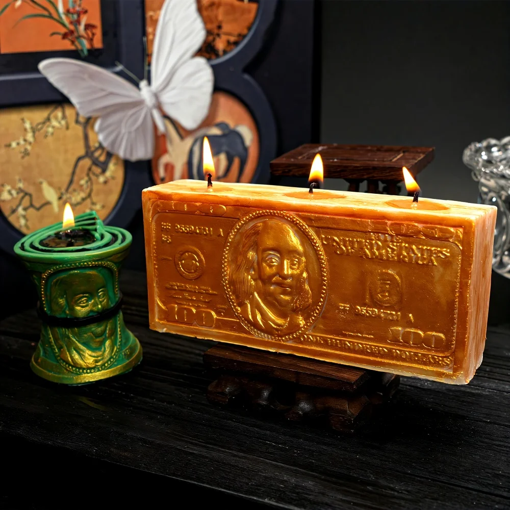 DIY Currency Silicone Candle Mold Rectangular Shape Currency Resin Mold Irregular Column Plaster Mold for Candies Dessert Decor