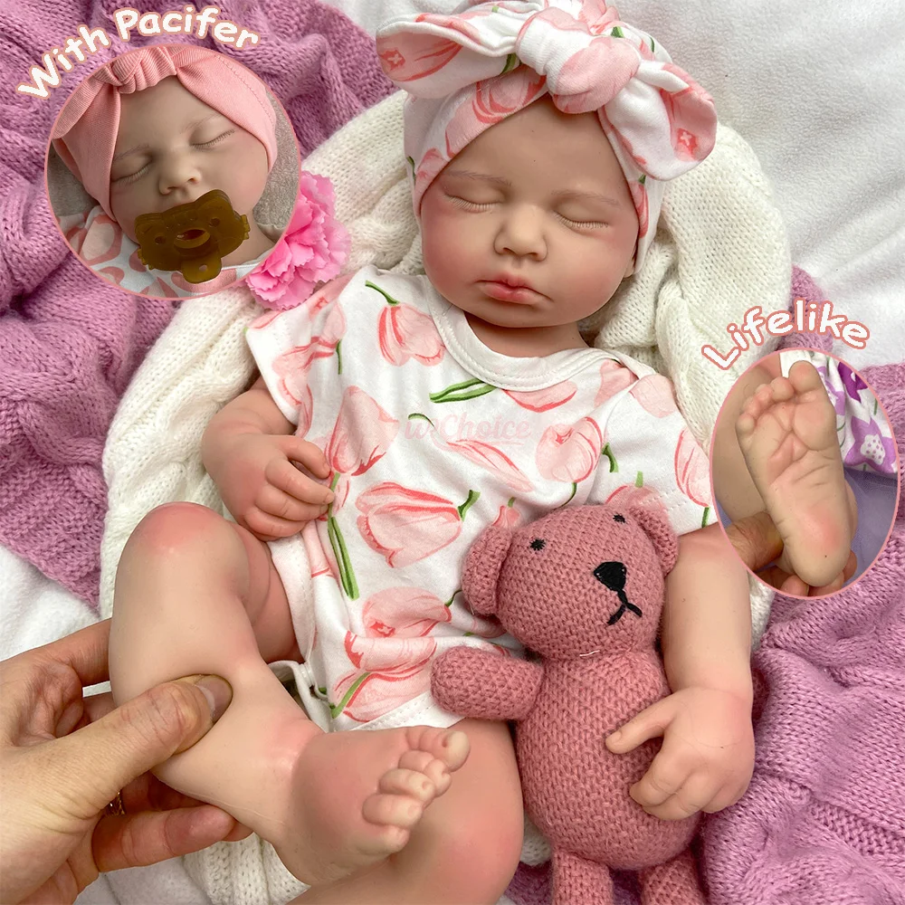 20inch Loulou with Pacifier Full Silicone Baby Doll Realistic Anatomically Correct Reborn Dolls for Girls Collector Kids Gift