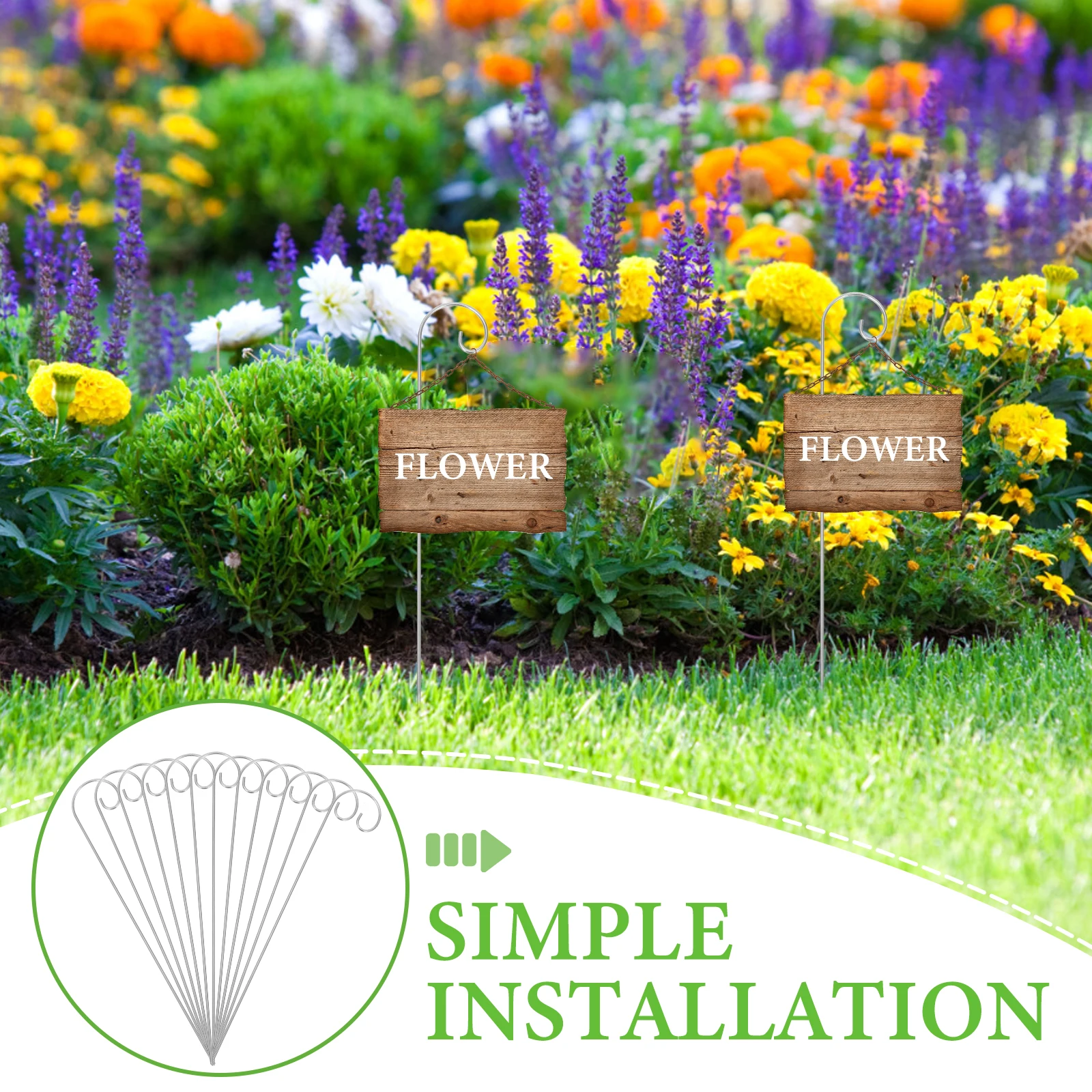 

30pcs Plant Label Hooks Hanging Rod Garden Decor Metal Stakes Flower Support Outdoor Furniture
