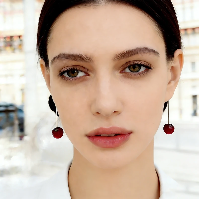 

EVISPOL Cute Cherry Fruit Acrylic Stud Earrings For Women Girls Fashionable Cherry Earring Jewelry Trendy Fruit Jewelry Gift