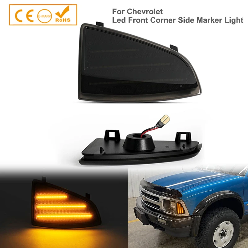 LED Front Corner Light Assembly Compatible with for Chevy Blazer S10 1994-1997, Upgraded Harness Design, Driver & Passenger Side
