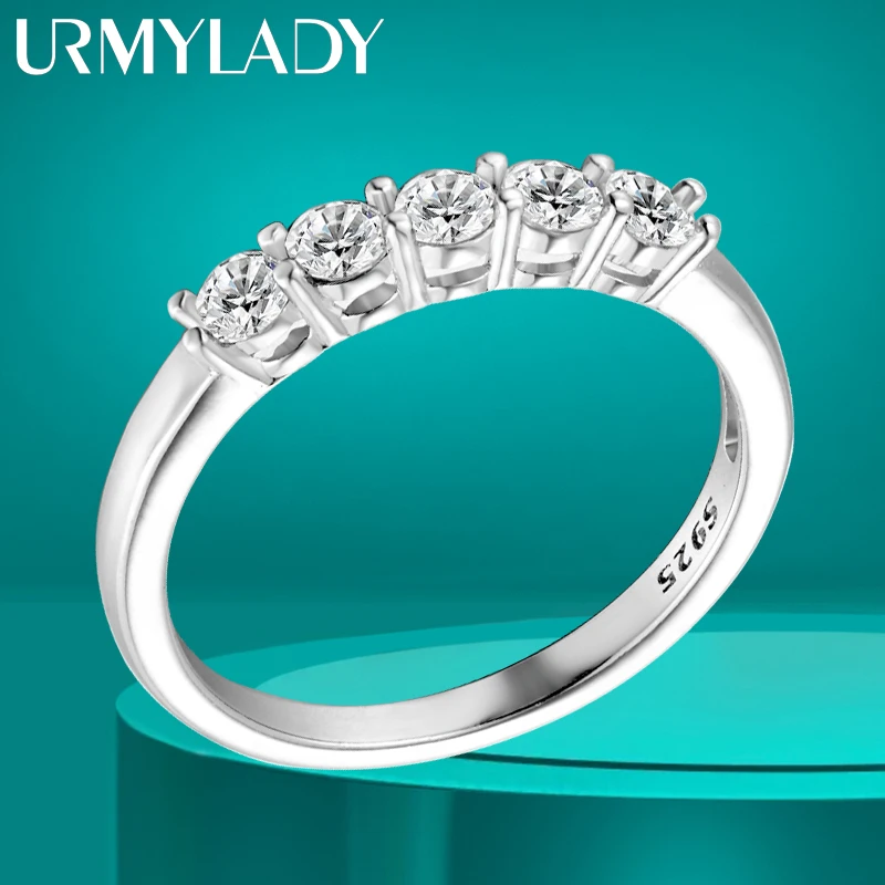 URMYLADY 여성용 화이트 골드 D 컬러 모이사나이트 반지, 1.5CT 스톤 매치 다이아몬드 웨딩 밴드, 신부 S925 스털링 실버 GRA, 4mm 