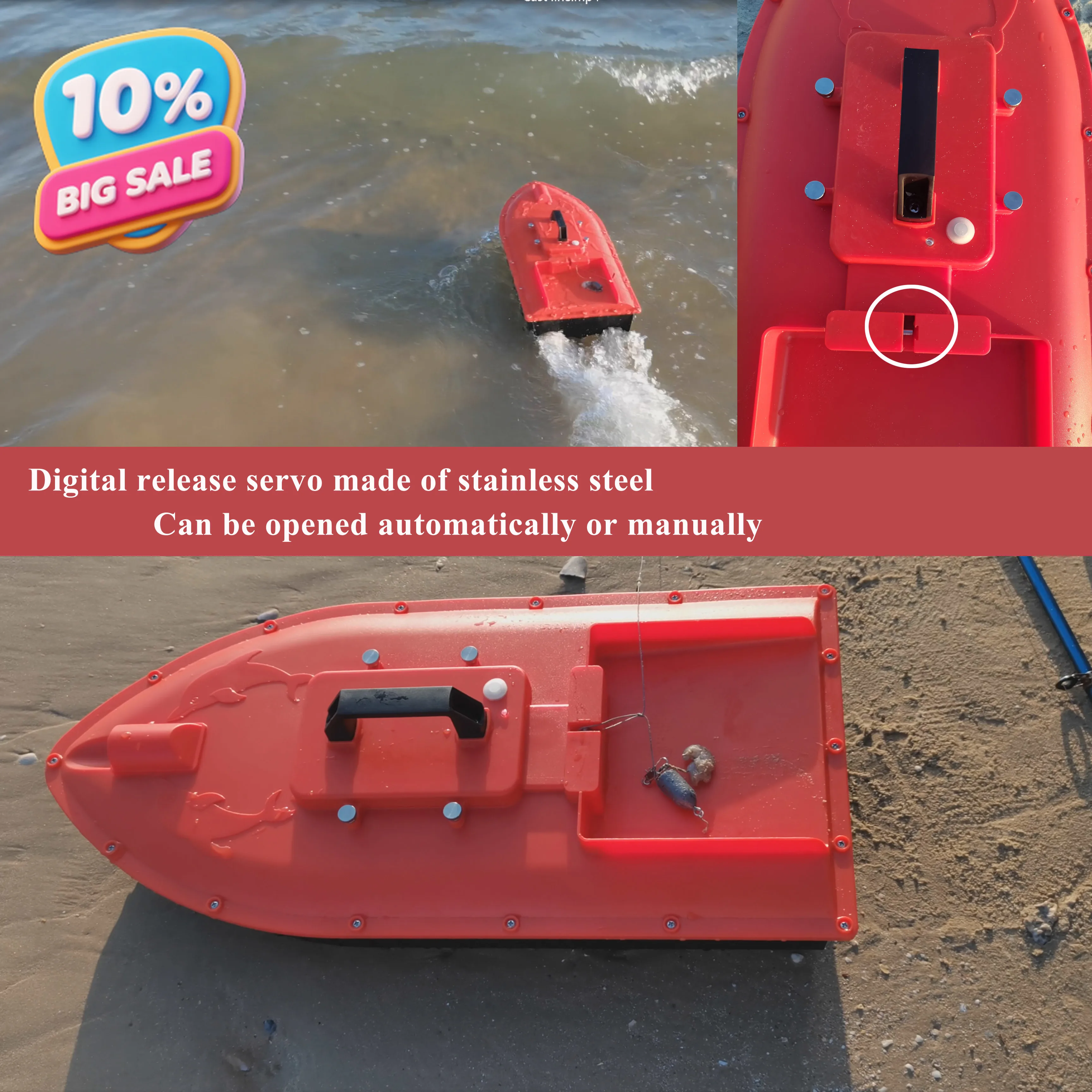 

Jabo Dolphin High Speed RC Saltwater Fishing Surfer Bait Boat for Beach Fishing with Waterproof Hull ,GPS Auto Return