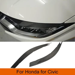 Dry Carbon Fiber Headlamps Eyebrows Sticker Decoration Trim for Honda Civic Headlights Eyebrows Eylash 2015 2016