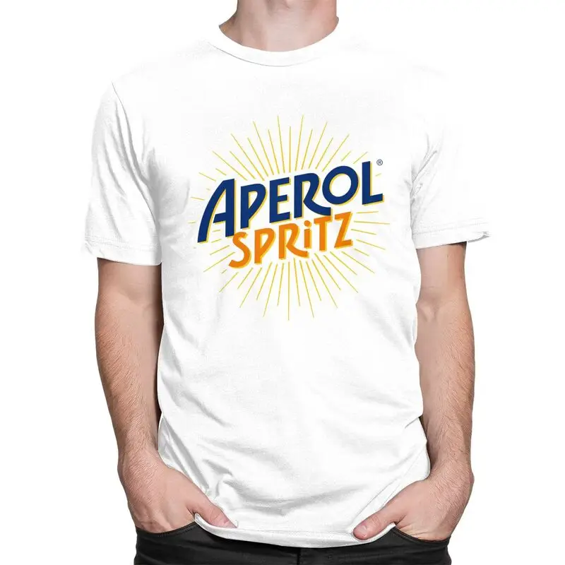 Custom Vintage Cocktail Drink Orange Spritz Aperols Tshirts for Men Short Sleeves T Shirt Cool T-shirts Slim Fit Pure Cotton Tee