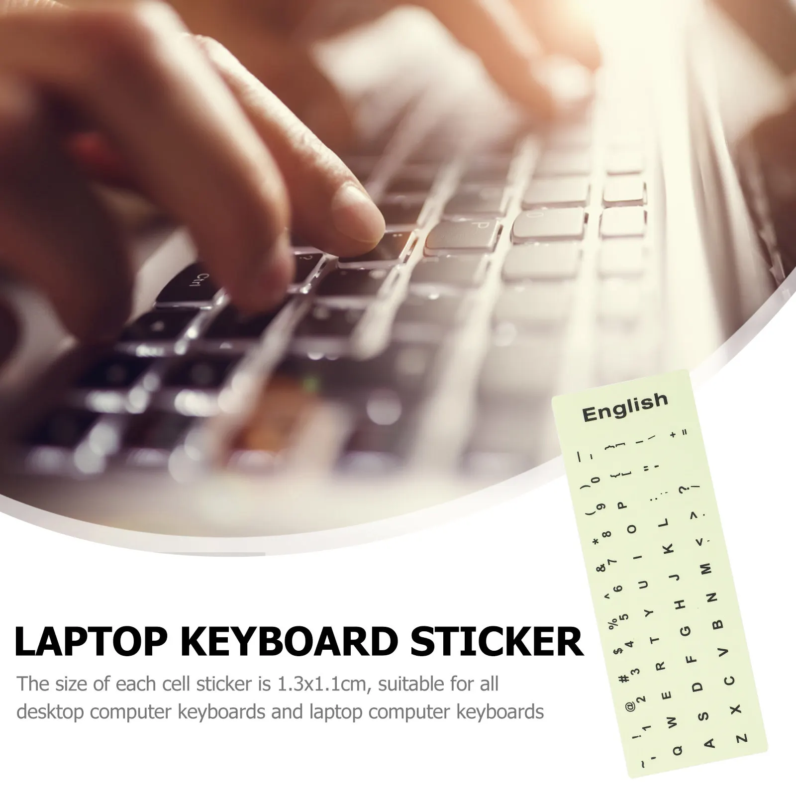 1Sheet Glow in The Dark Keyboard Sticker 1.3x1.1cm English Letter Keyboard Replacement Sticker for Laptop Desktop Pc