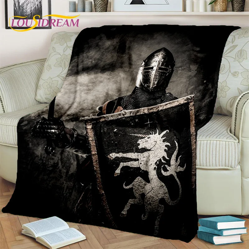 Cartoon Templar Cavalier Knight Crusaders Blanket,Soft Throw Blanket for Home Bedroom Bed Sofa Picnic Travel Office Blanket Kids