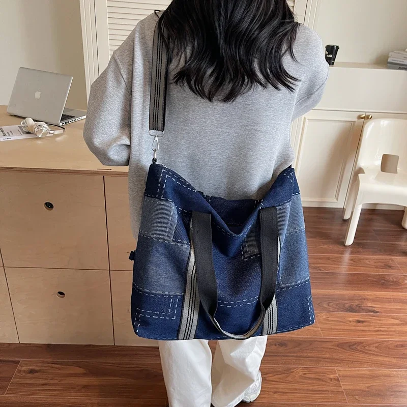 

Patchwork Denim Women's Bag Student Shoulder Jeans Messenge