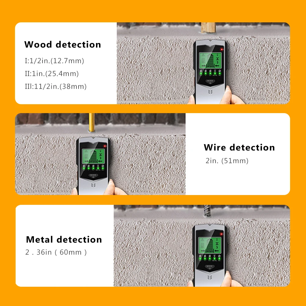 5/3 in 1 Studs Metal Detector Sensor Wall Scanner AC Wood Finder Cable Wires Depth Tracker Electric Box Finder Wall Detector