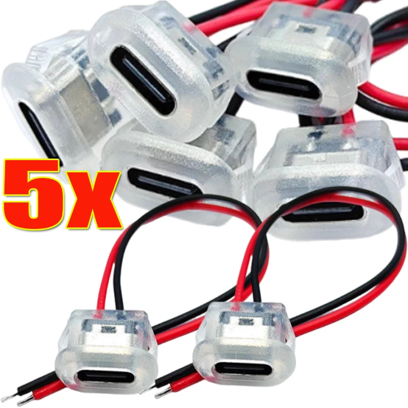 3A High Current Fast Charging Jack Port Transparent Charger Plug Socket USB TypeC Connector Jack Female Type-C with Card Buckle