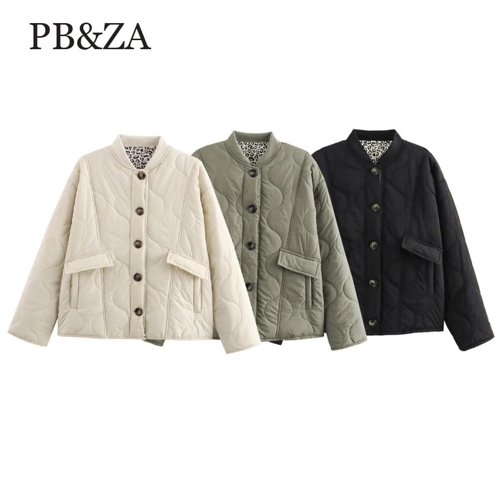 

PB&ZA свободный топ с V-образным вырезом и длинными рукавами, карманом на пуговицах, подкладкой с леопардовым принтом для осенней и зимой, удобный и женский.