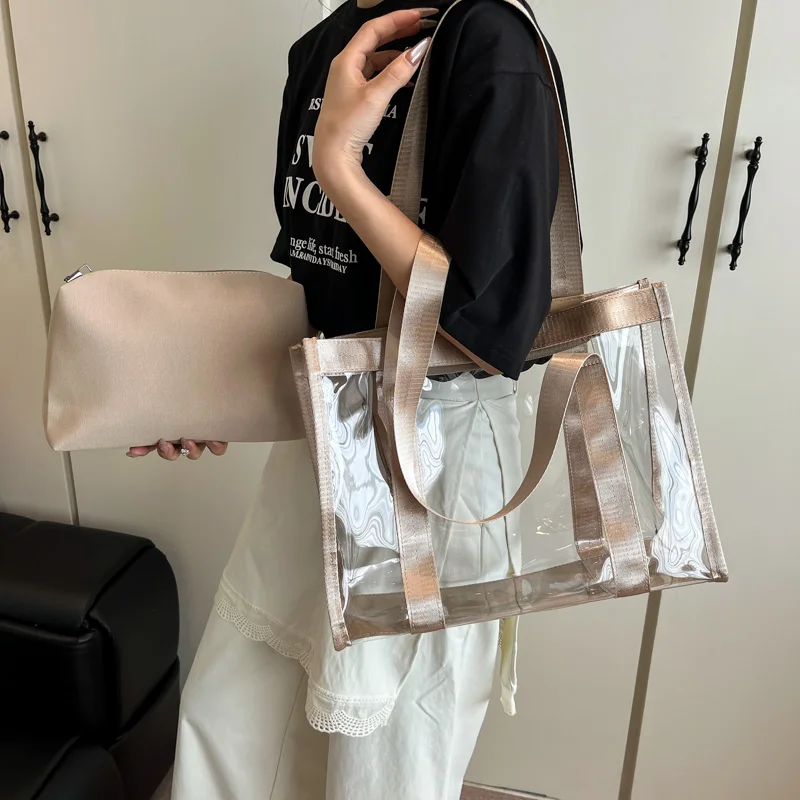 حقائب يد بسحاب ذات ألوان سادة من مادة PVC شفافة ذات سعة كبيرة للنساء 2026 حقيبة عالية الجودة للأم والابن #1