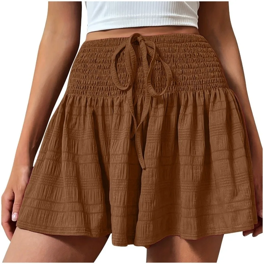 

Fashionable Drawstring Women's Short Lace Up Loose Pajama Pants Summer Pleated Beach Short Golf