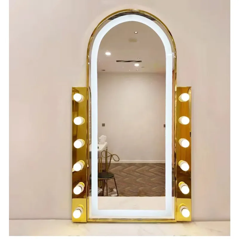 Custom.Custom .Custom.Clothing Store Bedroom Custom Storage Single Side Vanity with Led Light Makeup Table Mirror and Drawer Hol