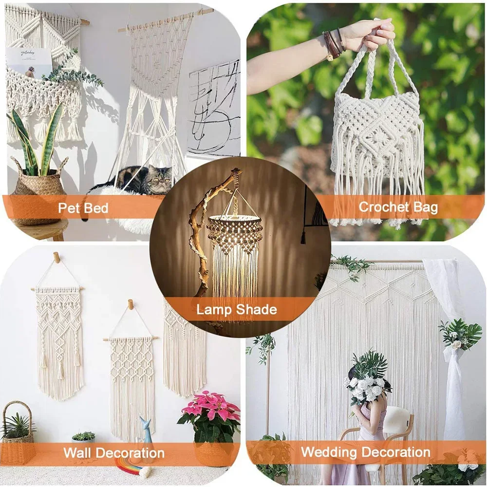 Macrame Cotton Cord Natural Rope Twisted DIY Wall Hanging Plant Hangers Craft Knitting Craft String