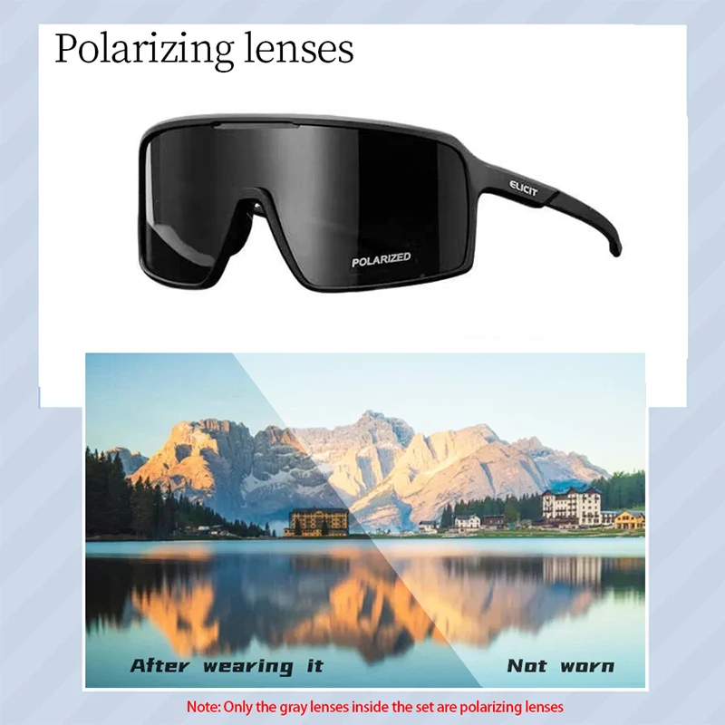 Elicit UV400 Cycling Sunglasses Mountain Bicycle Gafas Glasses For Men Women Photochromic Polarized Clear Anti-fog Lens Can Choo