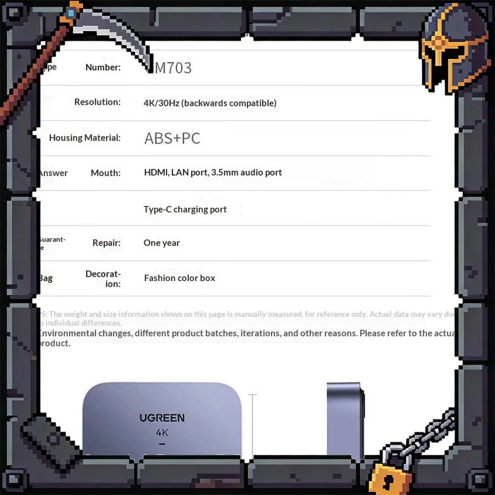 UGREEN CM703-25480 Wireless Presentation System 4K HDMI Wired Wireless Dual Mode for Phone TV