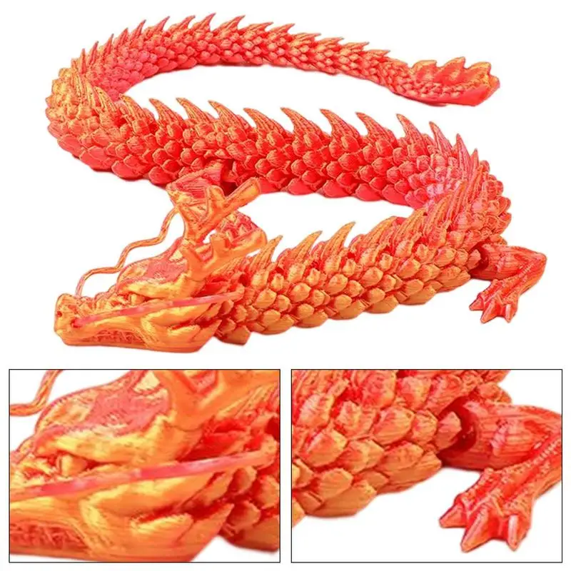 3D Printed Dragon Realistic Articulated Dragon With Poseable Joints Ancient Chinese Dragon Decor 17.72in Fish Tank Ornaments