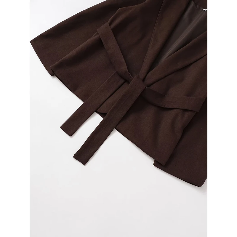 2026 estilo europeo y americano moderno y versátil con cinturón Blazer abrigo mujer manga larga primavera otoño prendas de vestir exteriores