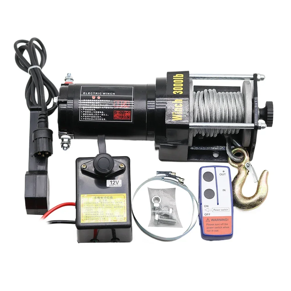 

3000LBS 24V/12V Electric Winch + 10M Synthetic Rope, Wireless Control, for ATV SUV Boat Truck Trailer Recovery Off Road Winch