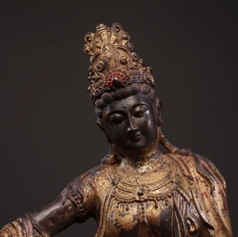 11.8'' Tibet Buddhism temple bronze gilt Kwan-Yin GuanYin goddess buddha statue