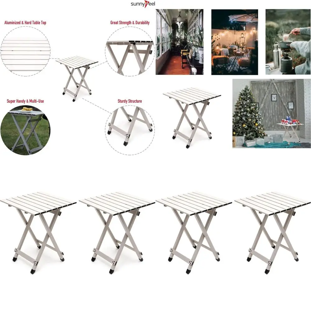 

Складной походный стол - легкий алюминиевый портативный стол для пикника, 18,5 длина x 18,5 ширина x 24,5 высота дюймов, для приготовления пищи, пляжа, походов, путешествий
