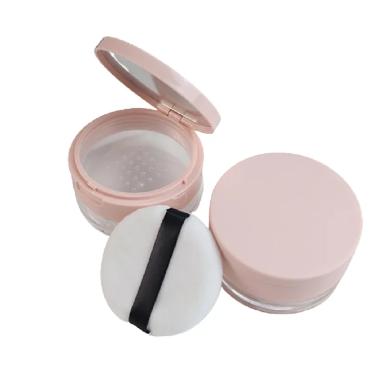 Empty 20g Loose Powder Jar Matte Pink Black Makeup Jar Sifter Container Highlighter Loose Setting Powder Pot with Sieve 10pcs