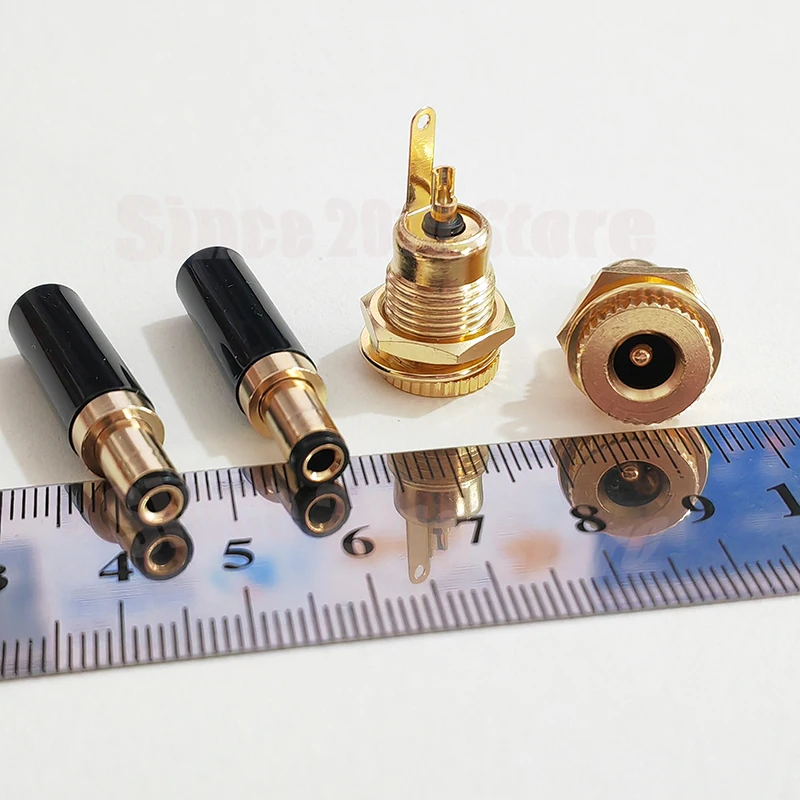 Cltgxdd 1 Stück Kupfer Vergoldeter DC5.5 * 2.1/2.5 DC099 20A Hochstrom-DC-Stromanschluss DIY Schweißdraht DC-Buchsenstecker – Detail 3