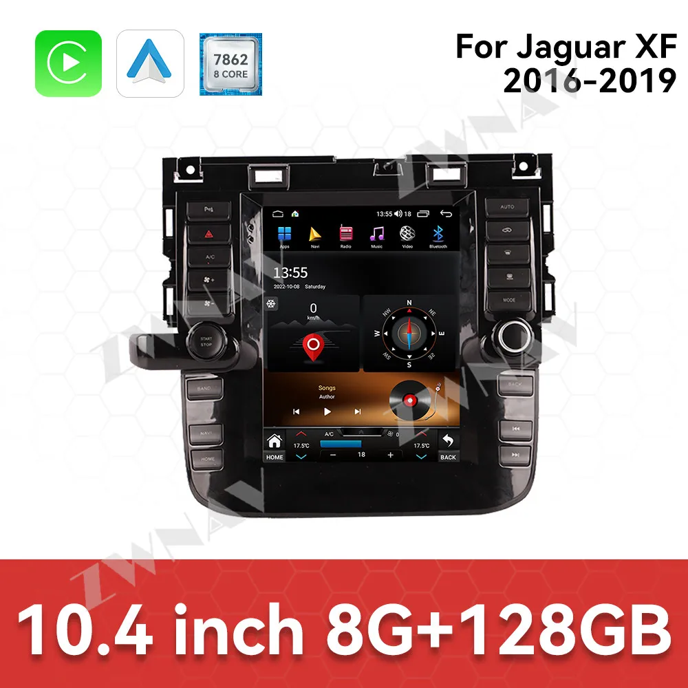 Radio de coche con pantalla de 10,4 pulgadas para Jaguar XF 2016-2019 Android 14 reproductor Multimedia inalámbrico Carplay unidad principal de navegación GPS Auto