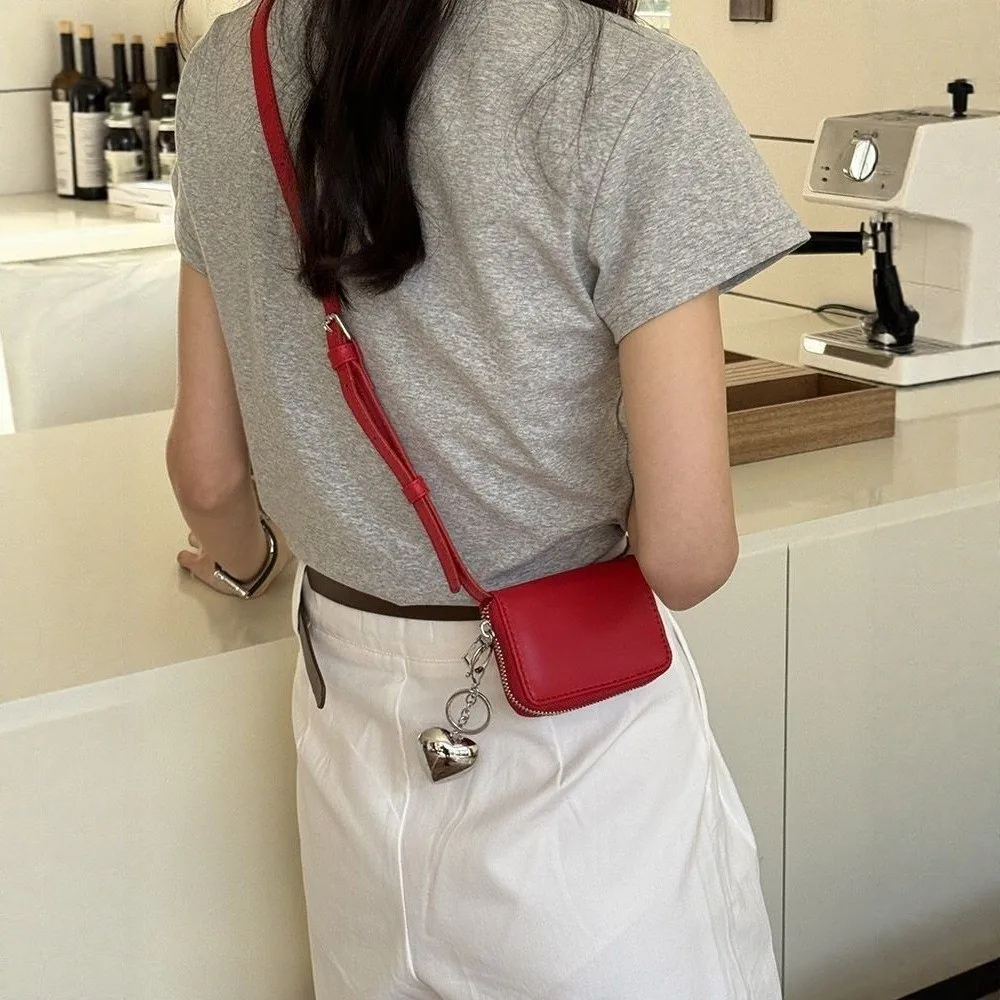 New PU Leather Coin Purse Solid Color Adjustable Shoulder Strap Shoulder bag Crossbody bag Women
