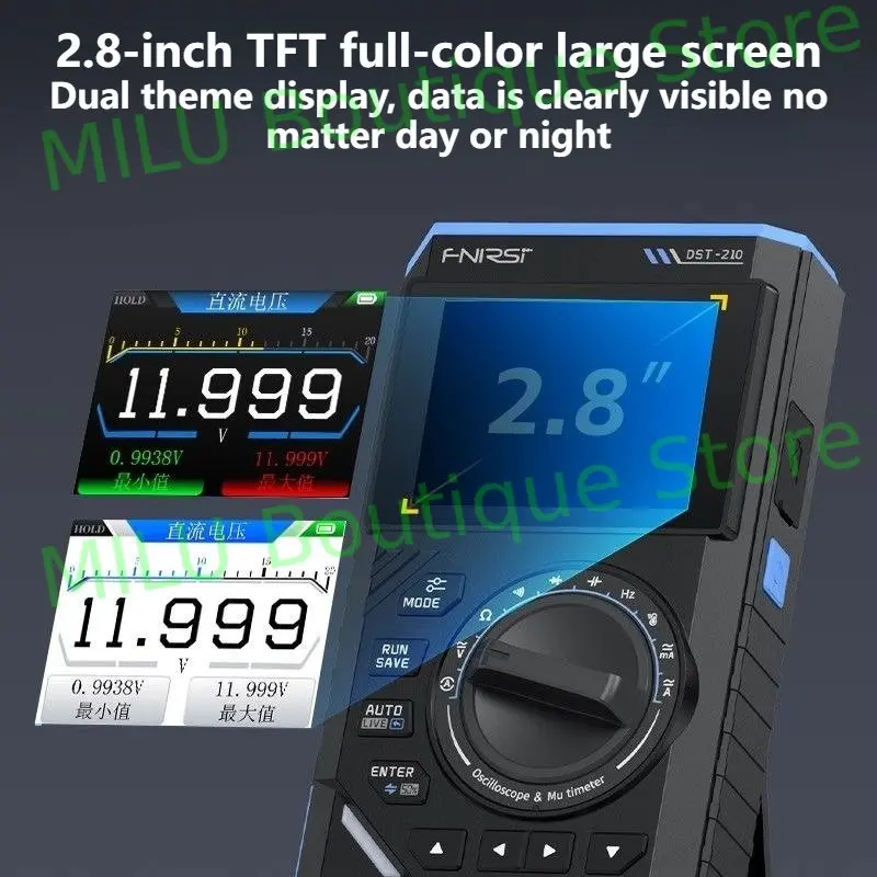 FNIRSI DST-210 3IN1 Digital Multimeter Oscilloscope Signal Source 19999 Counts 10MHz Multifunctional Portable Electrician Tools