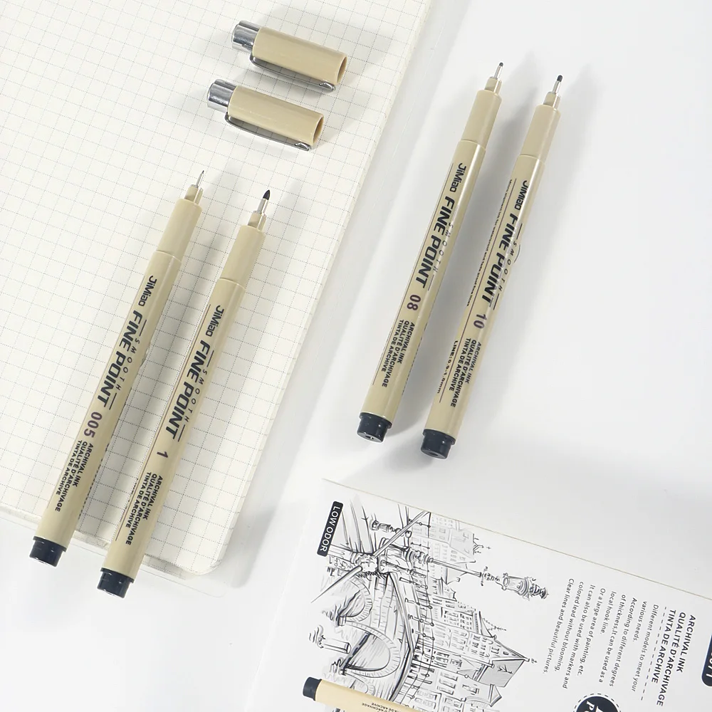 

12 Pcs Line Fineliner Pens Pen Tips: 0.2-3.0mm For Sketching, Point Drawing, Manga Creation Art Supplies Office Stationery