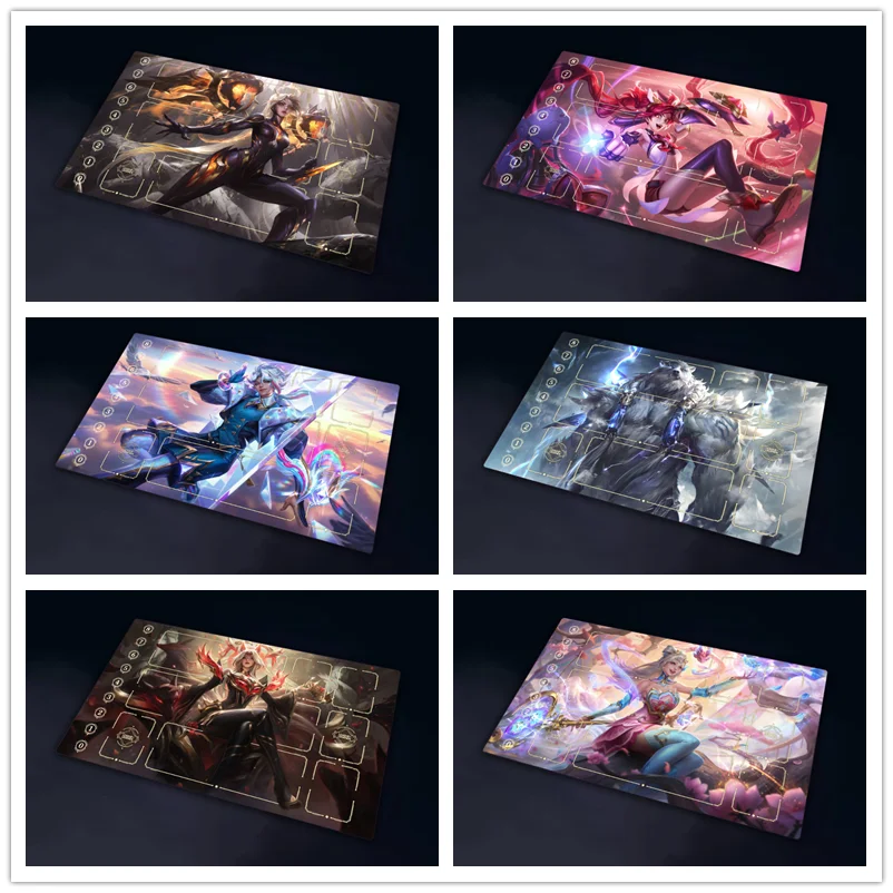 600*350*2mm Anime Game League of Legends LOL TCG Game Accessory DIY Card Playmat Jinx Irelia Kaisa Lux Collectibles Gift Toys