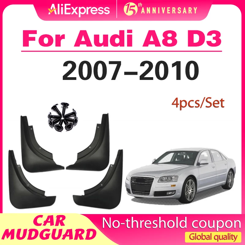 

2007-2010 for Audi A8 D3 Mudguards Fender audi a3 Mudflaps splash Guard fenders car accessories Front Rear 4 pcs Mud flap