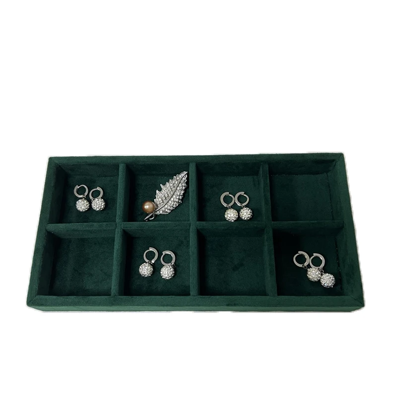 Dark Green Tray for Jewelry Ring Bracelet Display Tray Jewelry Demonstration Watch Organizer Earring Cuff-Link Storage Case