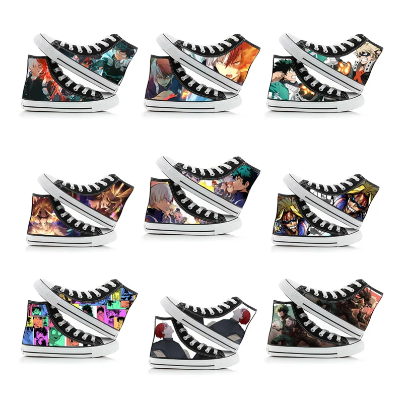 

Halloween Boku No My Hero Academia Midoriya Izuku Deku Bakugou Katsuki Todoroki Shoto Cosplay Printed High Top Canvas Shoes