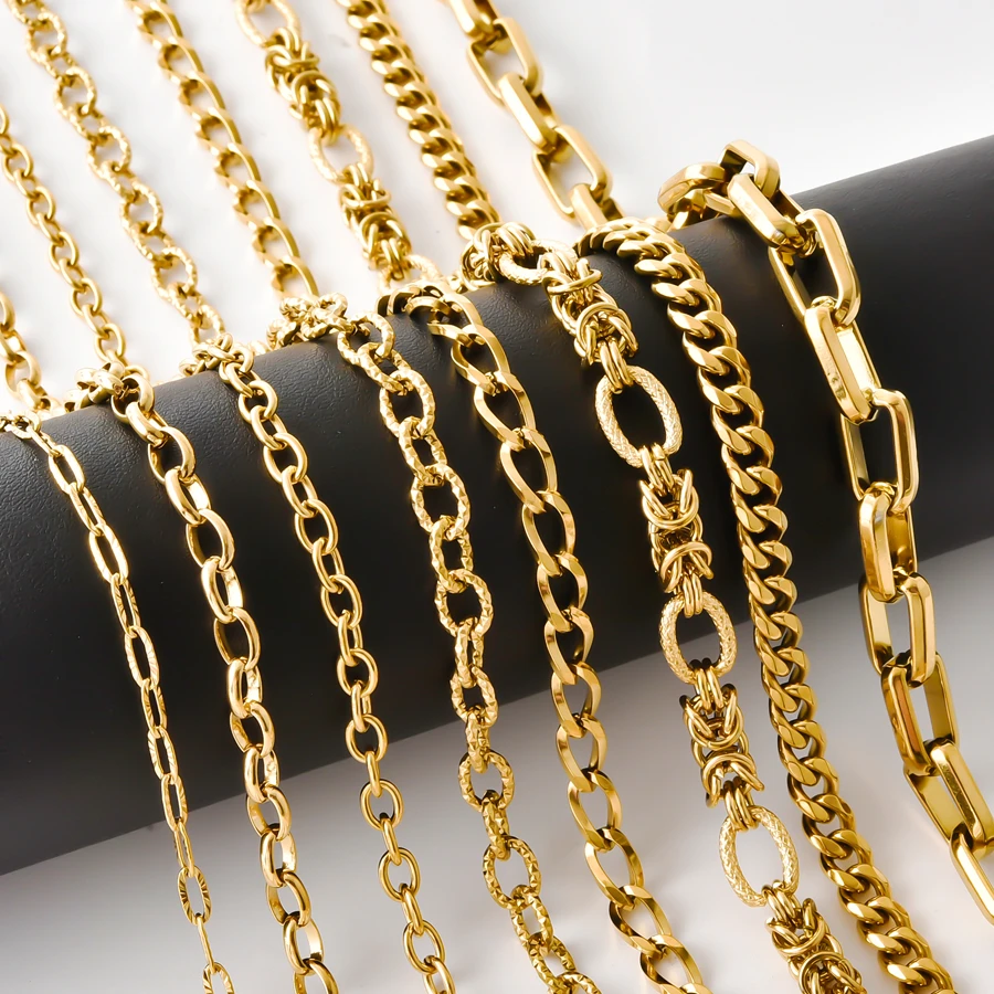 1M PVD Gold Plated Stainless Steel Chunky Paperclip Cable Link Chain For Jewelry Making Necklace Bracelet DIY Jewelry Findings