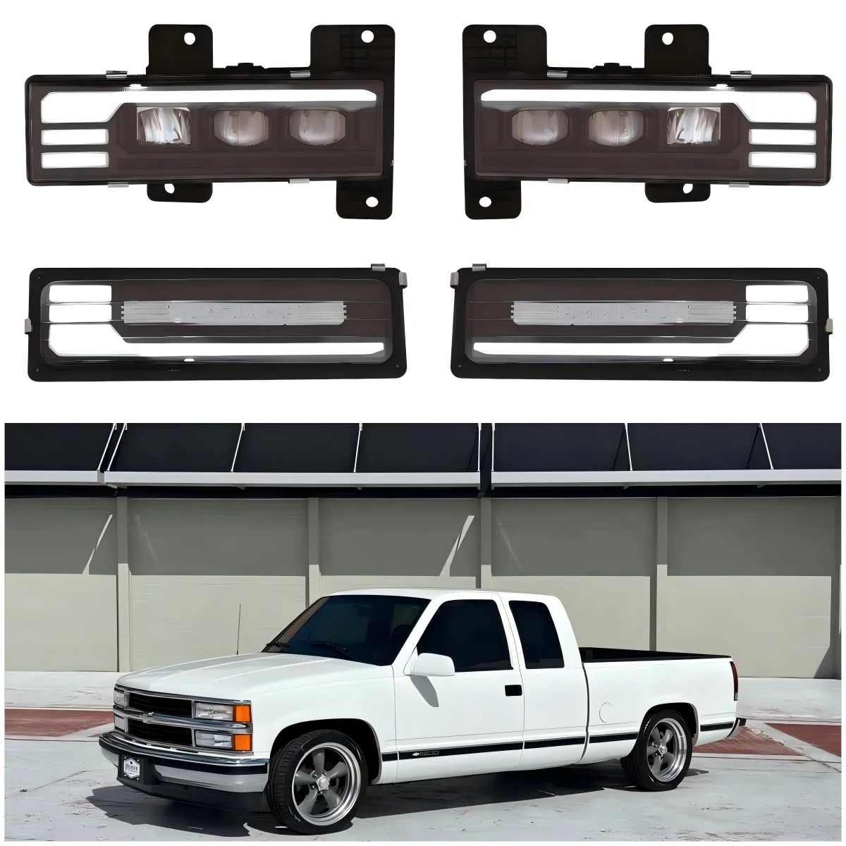 

1 pair LED Headlight Assembly 500% Bright Anti-glare Headlights with Welcome DRL Compatible with 1988-1998 Chevy Silverado