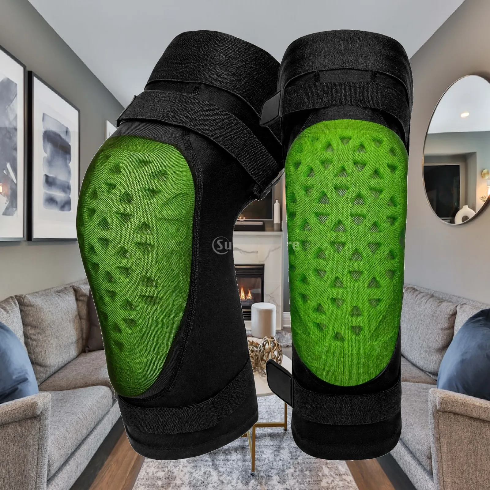 Perforated Shell Shock Absorb Knee Guard for High Impact Sports with Breathable Textile Sleeve Fit