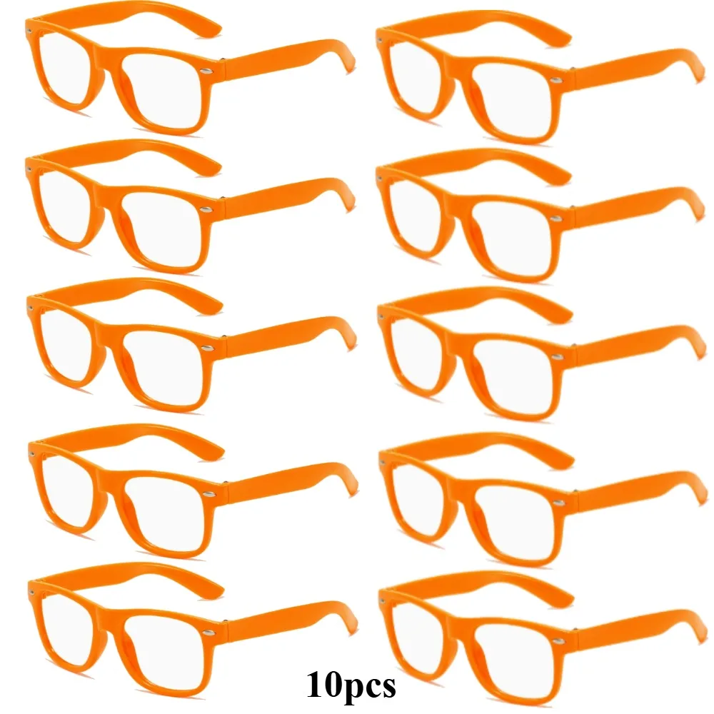 10pcs Kids Glasses Frame Orange Lightweight Comfortable Party Photo Props Children Decorative Eyewear Toy Birthday Supplies
