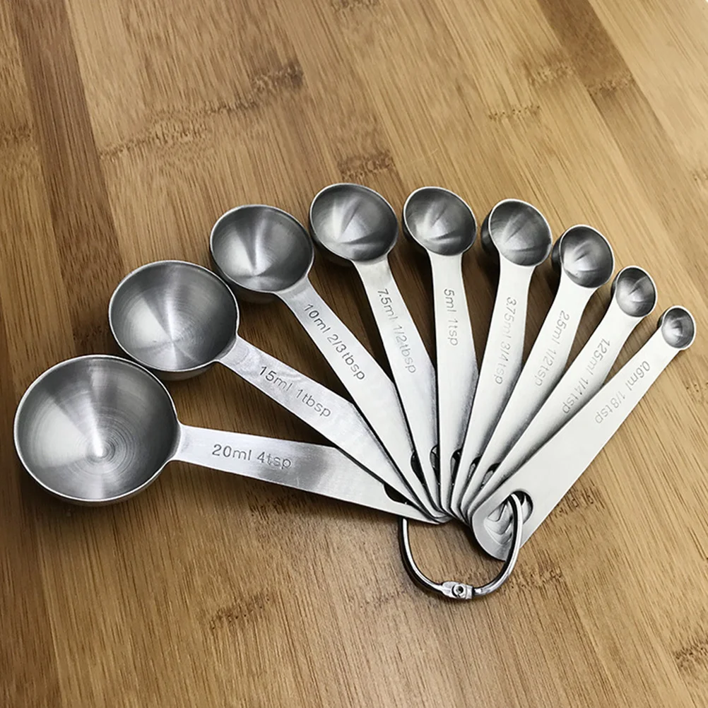 

9pcs/Set Stainless Steel Measuring Spoons with Scale Collapsible Measure Spoon Kitchen Tool for Powder
