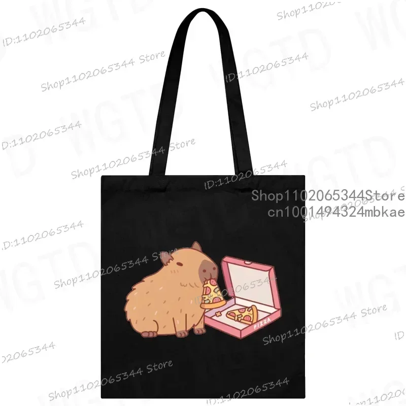 Cute Capybara Canvas Bag for Women Shopper Handbags Environmental Storage Reusable Shoulder Tote Bag Cartoon Capybara Hand Bag