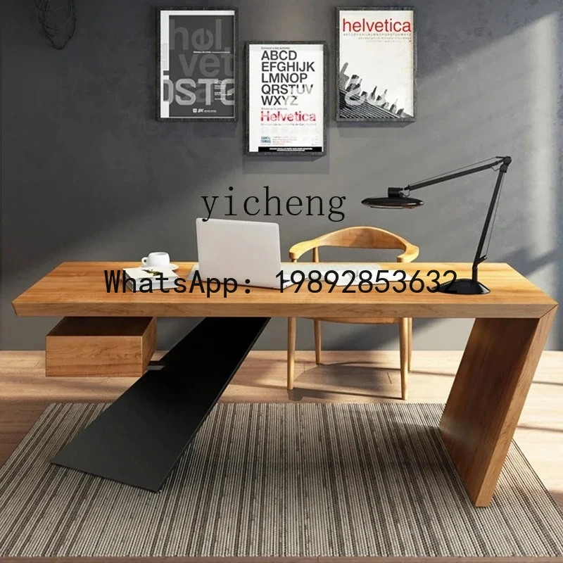 Z6 Solid Wood Desk Industrial Style Desktop Computer Desk Workbench Boss President Desk