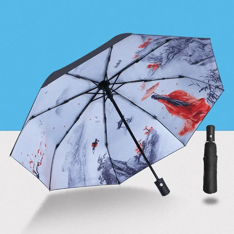 Automatic Umbrella Rain Sun Rain Anti Uv Windproof Beach Umbrella Girl Parasol Folding Parasol Umbrellas Rain Women Portable