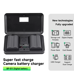 BP-511A BP511A BP-511 BP511 Camera Battery + LCD USB Storage Case Charger for Canon EOS 40D 5D 50D 20D 300D 10D 30D 5D Mark I